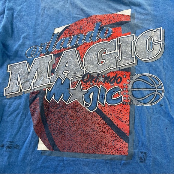 Vintage NBA Orlando Magic Mens Shirt Blue Size Medium True Fan Faded Distressed - Picture 5 of 8